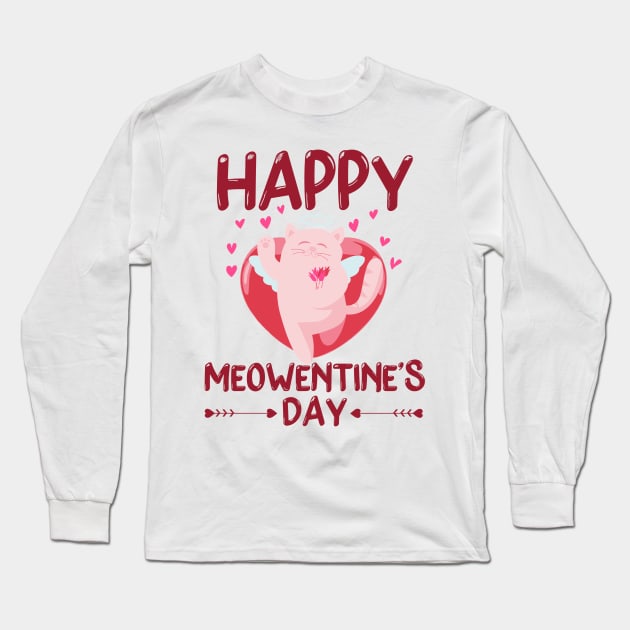 Valentines Day Happy Meowentine's Day Cat Lover Long Sleeve T-Shirt by rhazi mode plagget